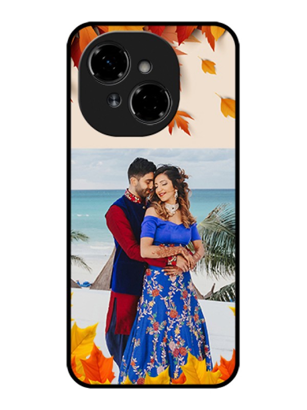 Custom Tecno Spark Go 1 Custom Metal Phone Case - Autumn Maple Leaves Design