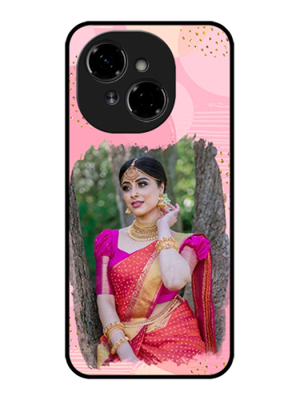 Custom Tecno Spark Go 1 Custom Metal Phone Case - Gold Glitter Splash Design