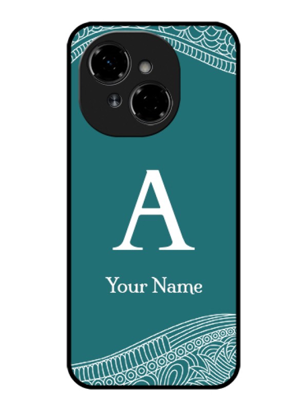 Custom Tecno Spark Go 1 Custom Metal Phone Case - Line Art Pattern With Custom Name Design