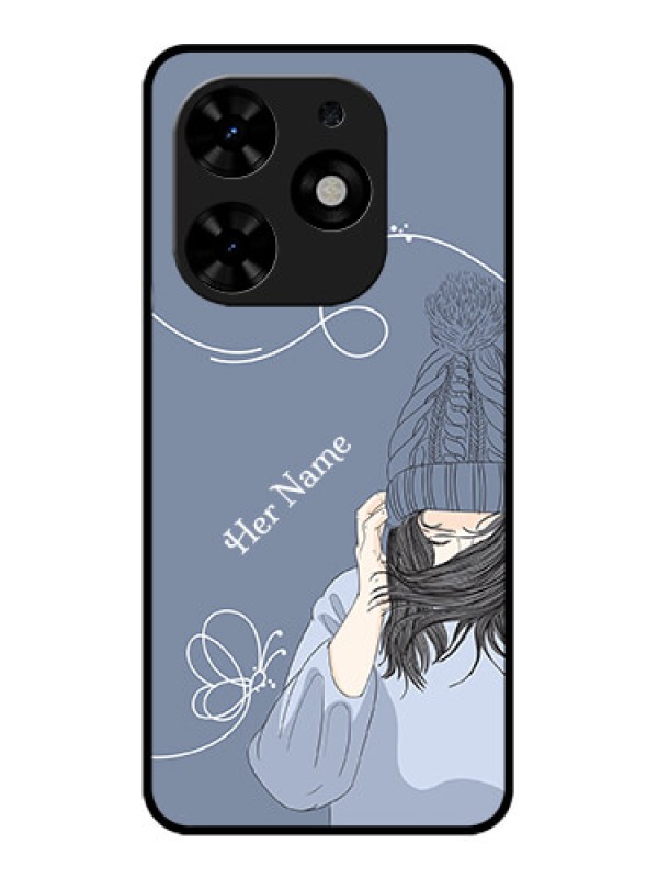 Custom Tecno Spark Go 2024 Custom Metal Phone CaseGirl In Winter Outfit Design