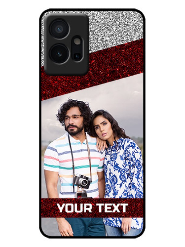 Custom Vivo T1 5G Custom Metal Phone Case - Image Holder With Glitter Strip Design