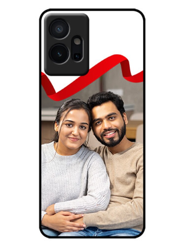 Custom Vivo T1 5G Custom Metal Phone Case - Red Ribbon Frame Design