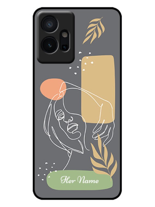 Custom Vivo T1 5G Custom Metal Phone Case - Gazing Woman Line Art Design