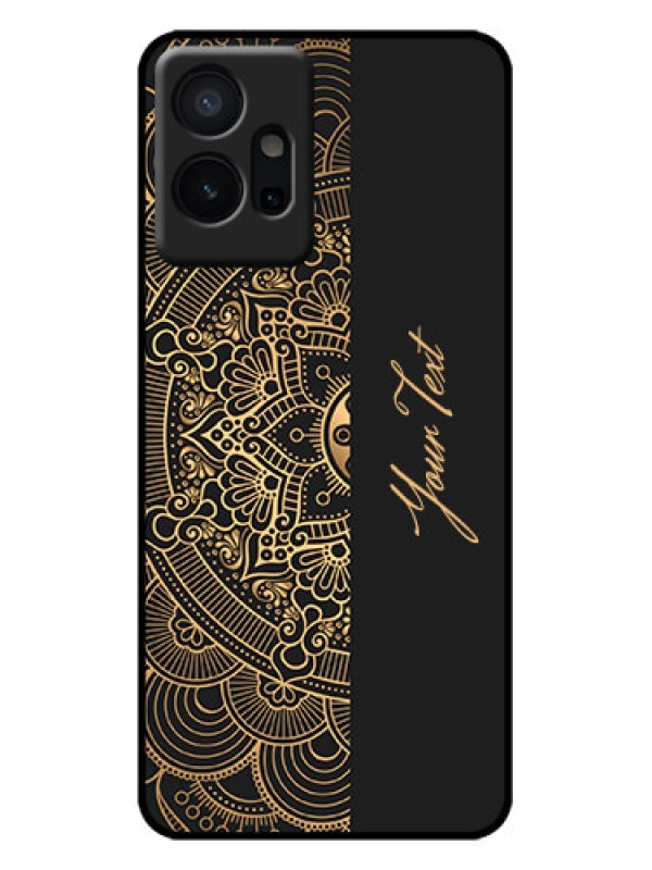 Custom Vivo T1 5G Custom Metal Phone Case - Mandala Art With Custom Text Design