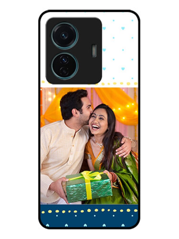 Custom Vivo T1 Pro 5G Custom Metal Phone Case - White And Blue Abstract Design