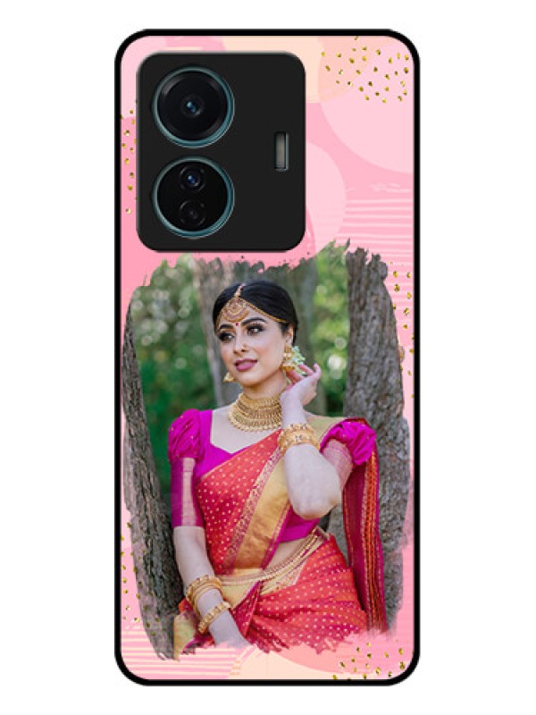 Custom Vivo T1 Pro 5G Custom Metal Phone Case - Gold Glitter Splash Design