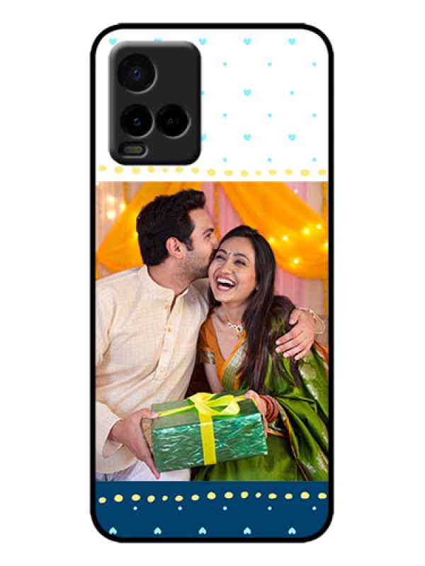 Custom Vivo T1X Custom Metal Phone Case - White And Blue Abstract Design