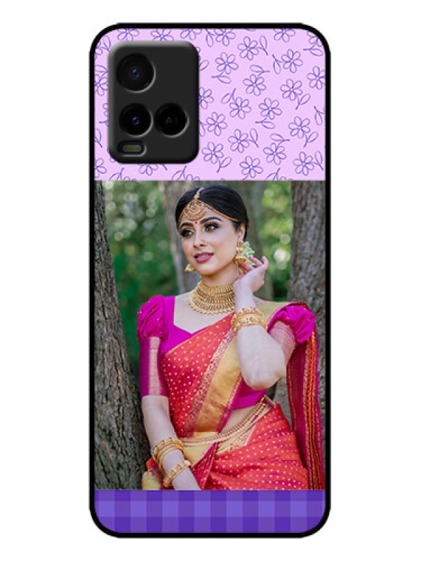 Custom Vivo T1X Custom Metal Phone Case - Purple Floral Design