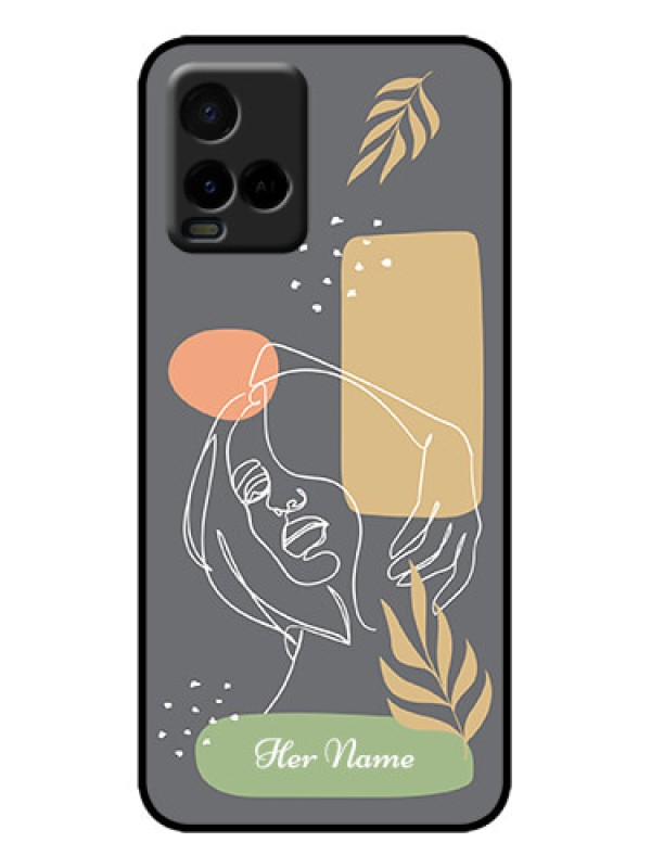 Custom Vivo T1X Custom Metal Phone Case - Gazing Woman Line Art Design