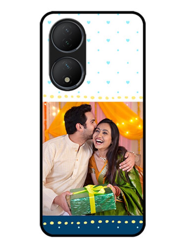 Custom Vivo T2 5G Custom Metal Phone Case - White And Blue Abstract Design