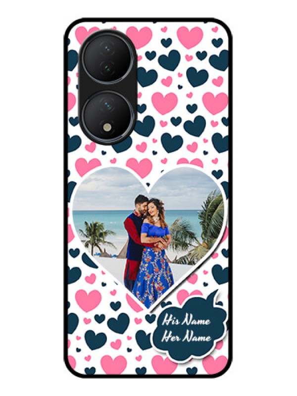 Custom Vivo T2 5G Custom Metal Phone Case - Pink and Blue Heart Design