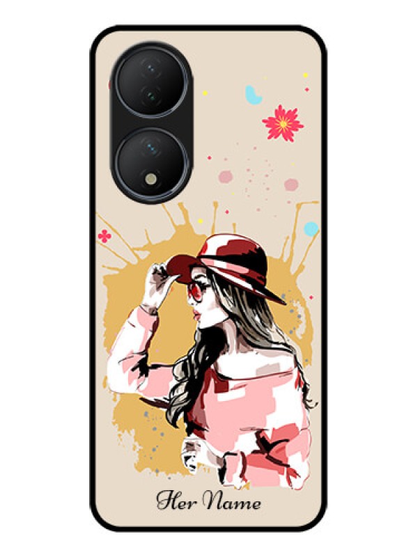 Custom Vivo T2 5G Custom Metal Phone Case - Women With Pink Hat Design