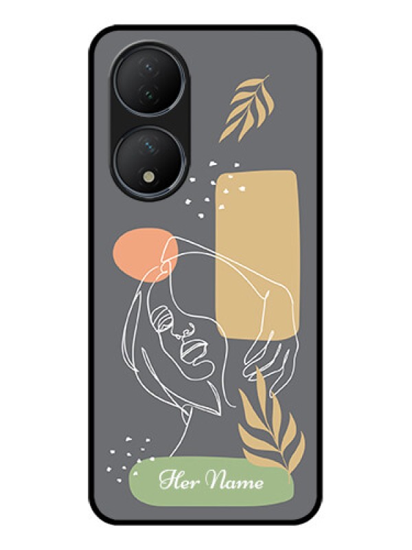 Custom Vivo T2 5G Custom Metal Phone Case - Gazing Woman Line Art Design
