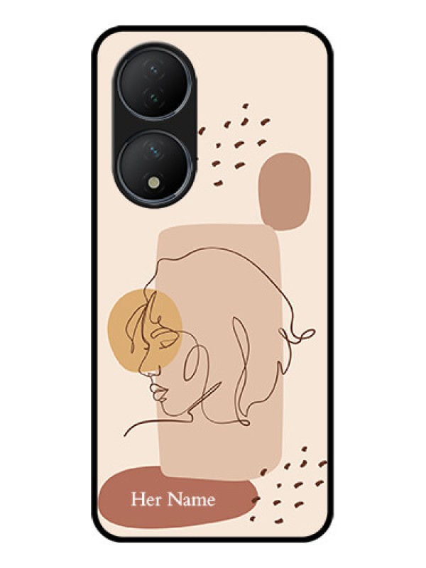 Custom Vivo T2 5G Custom Metal Phone Case - Calm Woman Line Art Design
