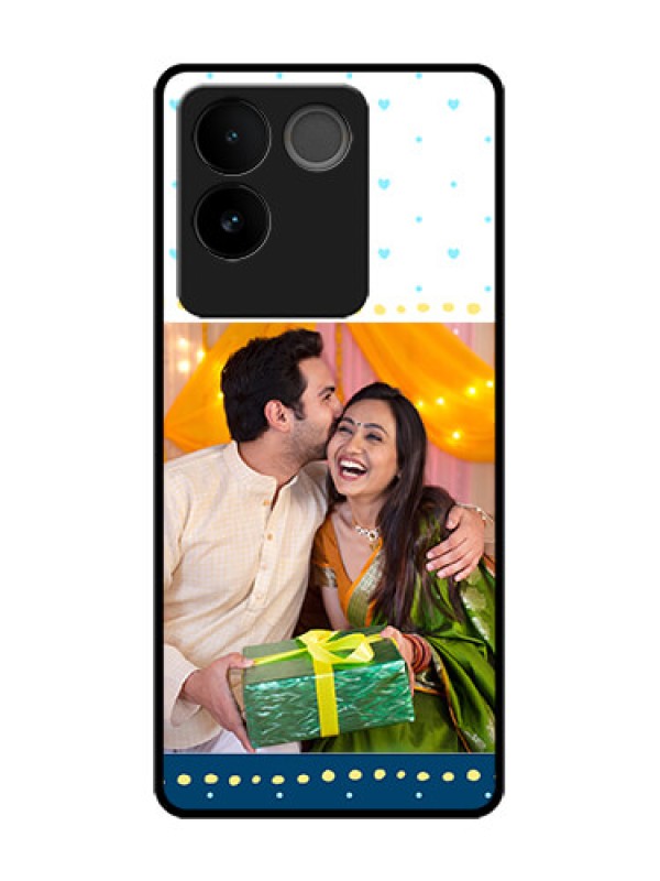 Custom Vivo T2 Pro 5G Custom Metal Phone Case - White And Blue Abstract Design