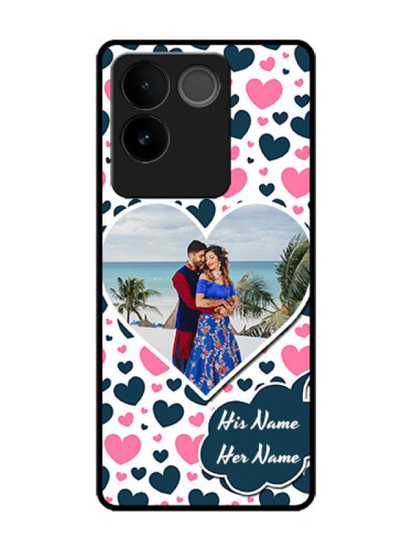 Custom Vivo T2 Pro 5G Custom Metal Phone Case - Pink and Blue Heart Design