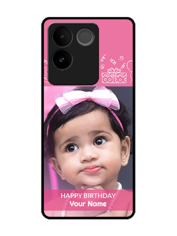Custom Vivo T2 Pro 5G Custom Metal Phone Case - With Birthday Line Art Design