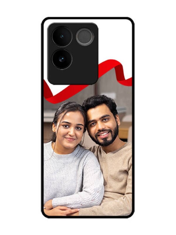 Custom Vivo T2 Pro 5G Custom Metal Phone Case - Red Ribbon Frame Design