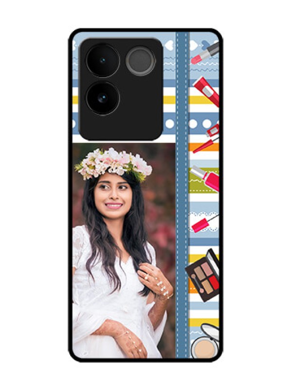 Custom Vivo T2 Pro 5G Custom Metal Phone Case - Makeup Icons Design