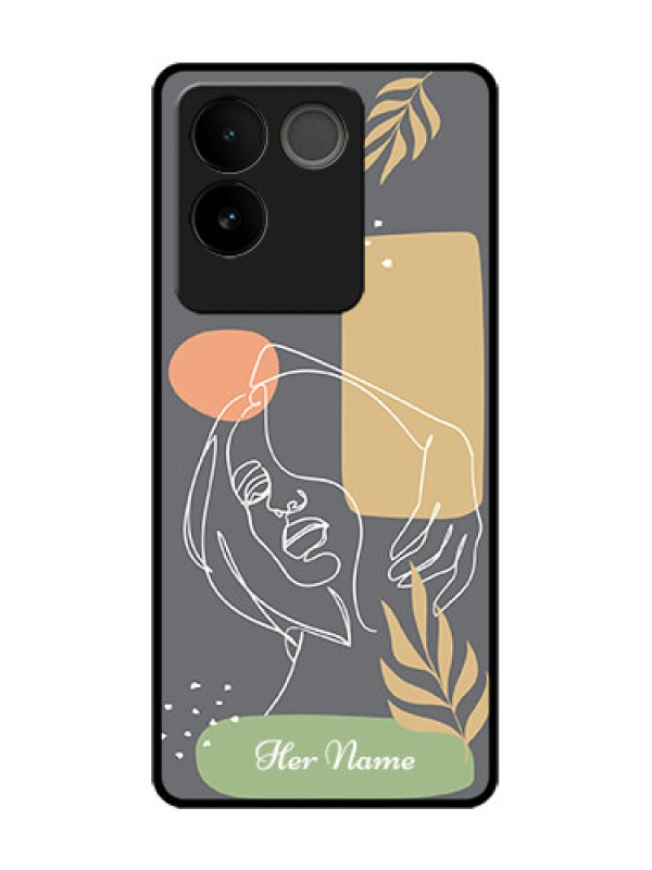 Custom Vivo T2 Pro 5G Custom Metal Phone Case - Gazing Woman Line Art Design