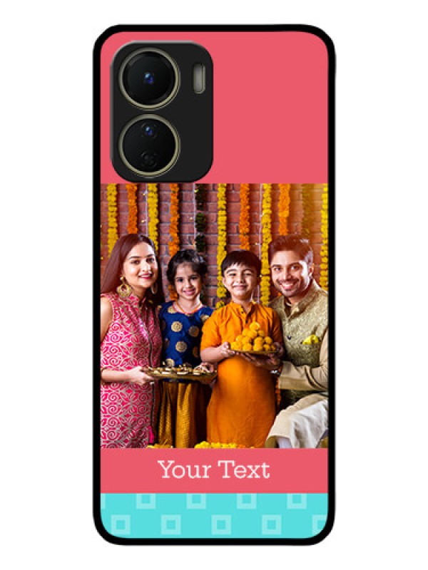 Custom Vivo T2x 5G Custom Metal Phone Case - Peach and Blue Color Design