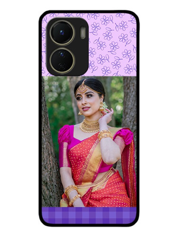 Custom Vivo T2x 5G Custom Metal Phone Case - Purple Floral Design