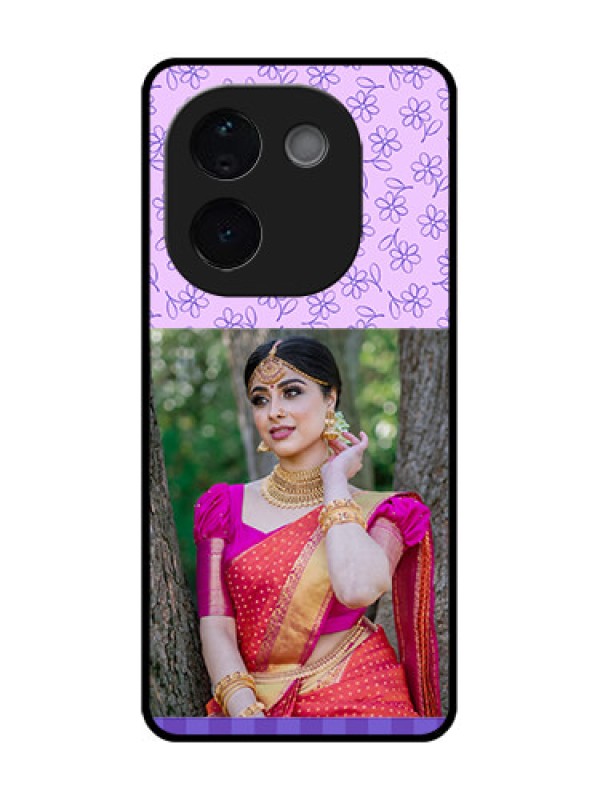 Custom Vivo T3 Pro 5G Custom Metal Phone CasePurple Floral Design