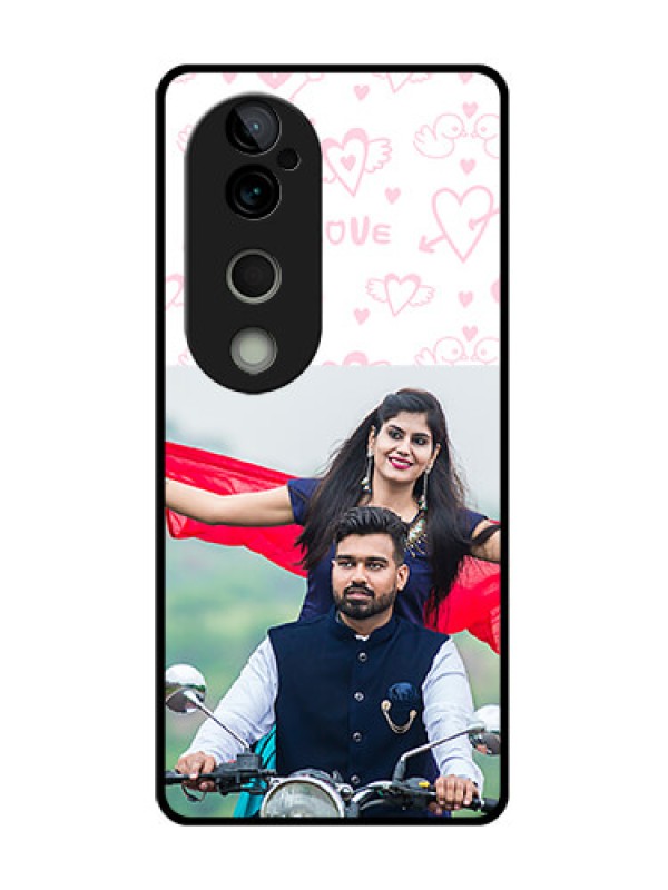 Custom Vivo T3 Ultra Custom Metal Phone CasePink Flying Heart Design