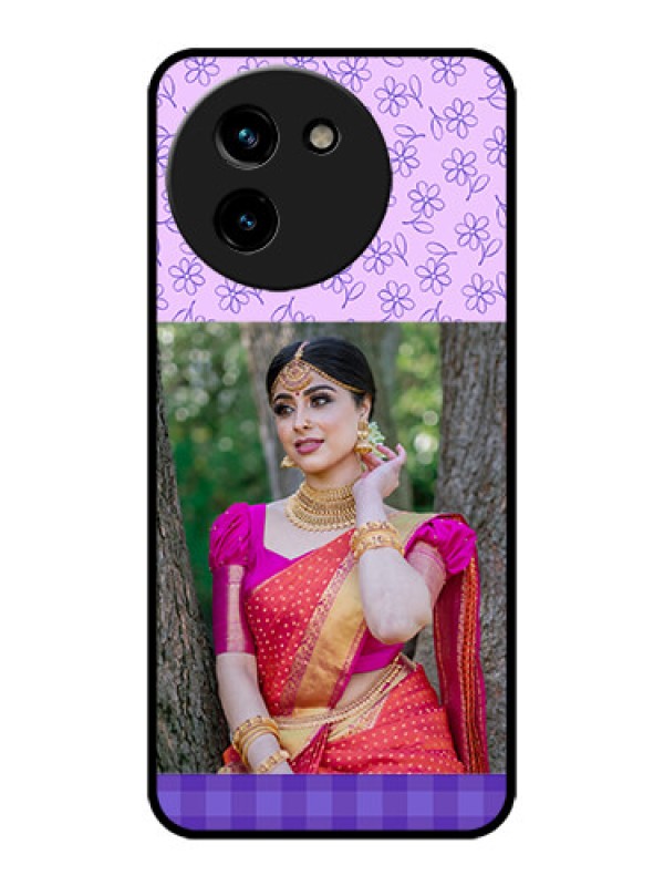 Custom Vivo T3x 5G Custom Metal Phone CasePurple Floral Design