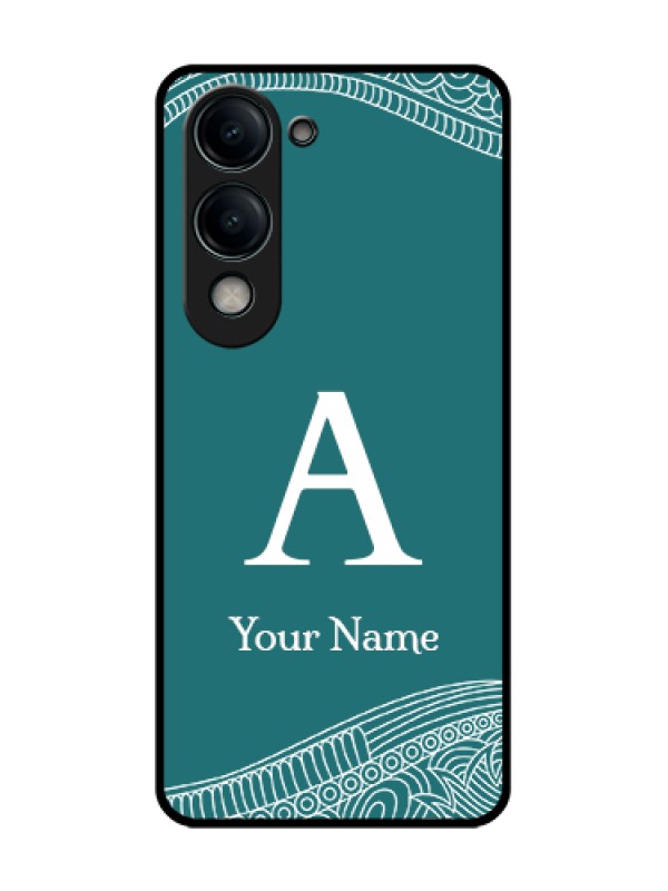 Custom Vivo T4 Lite Custom Metal Phone Case - Line Art Pattern With Custom Name Design