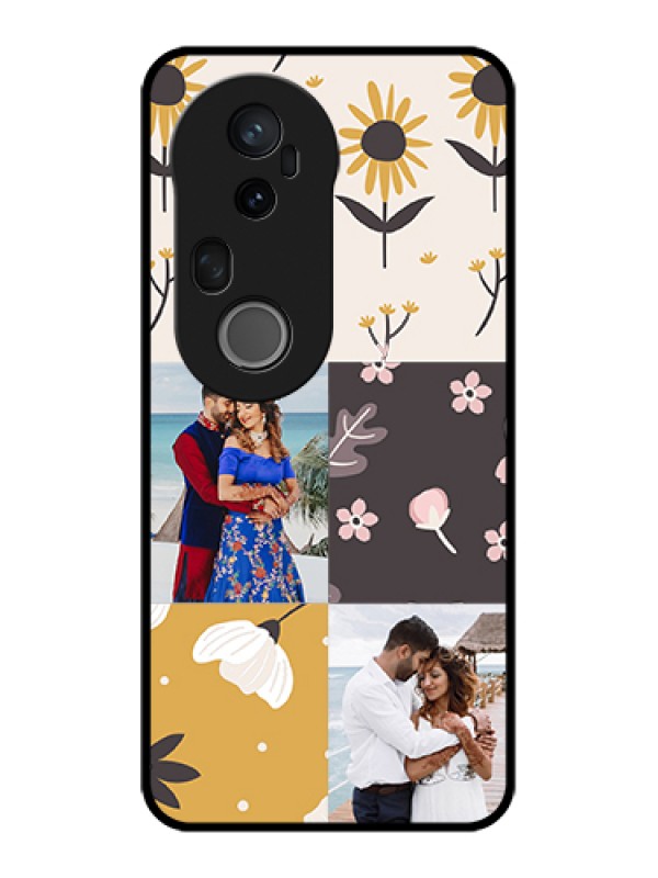 Custom Vivo T4 Ultra 5G Custom Metal Phone Case - 3 Images With Floral Design