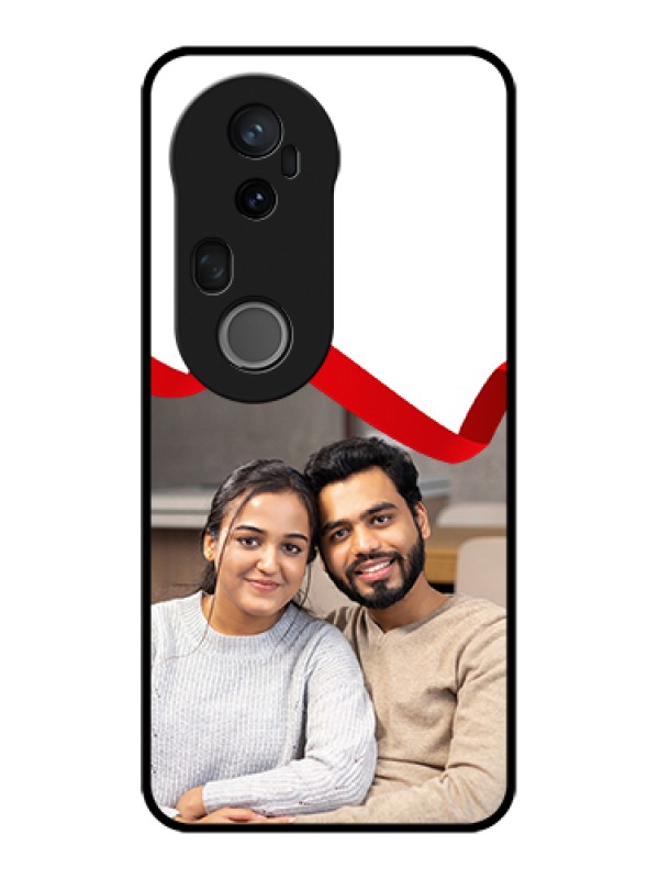 Custom Vivo T4 Ultra 5G Custom Metal Phone Case - Red Ribbon Frame Design