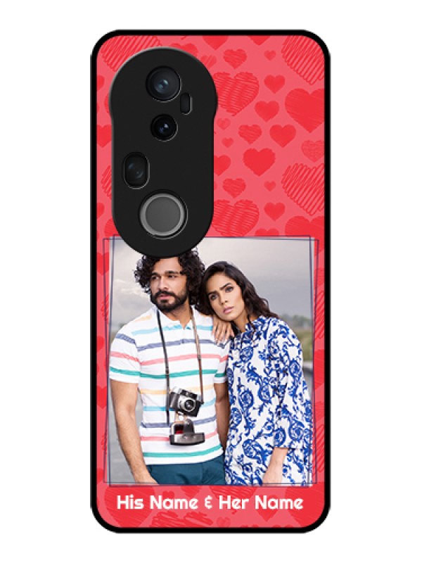 Custom Vivo T4 Ultra 5G Custom Metal Phone Case - With Red Heart Symbols Design