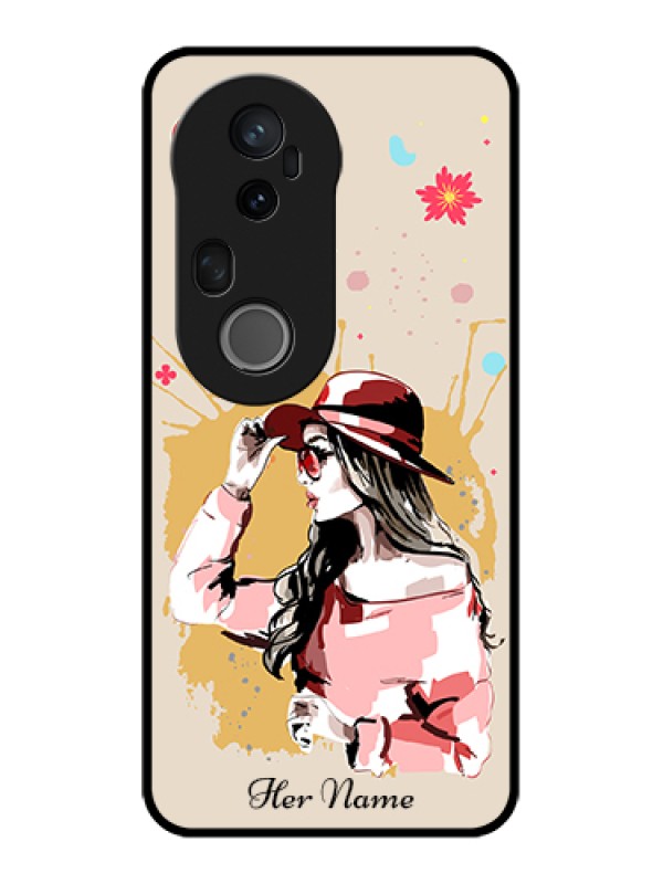 Custom Vivo T4 Ultra 5G Custom Metal Phone Case - Women With Pink Hat Design