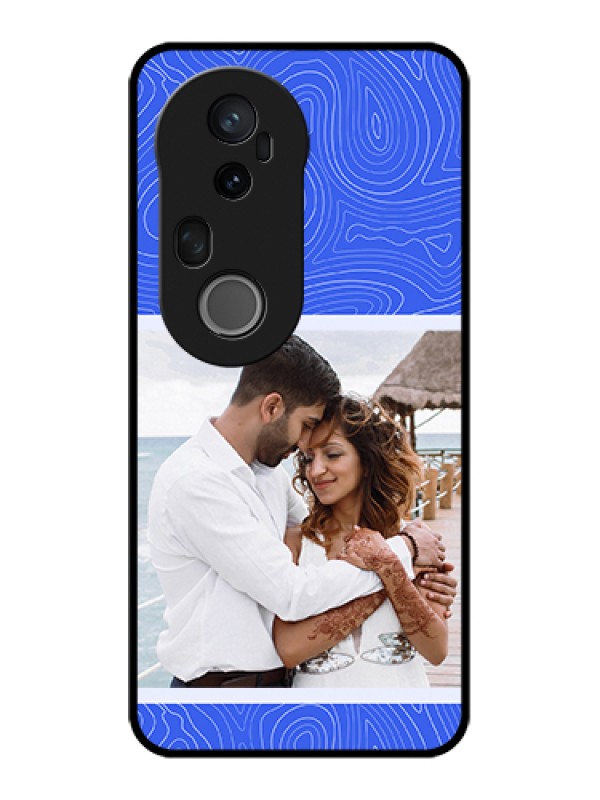 Custom Vivo T4 Ultra 5G Custom Metal Phone Case - Curved Line Art With Blue And White Design