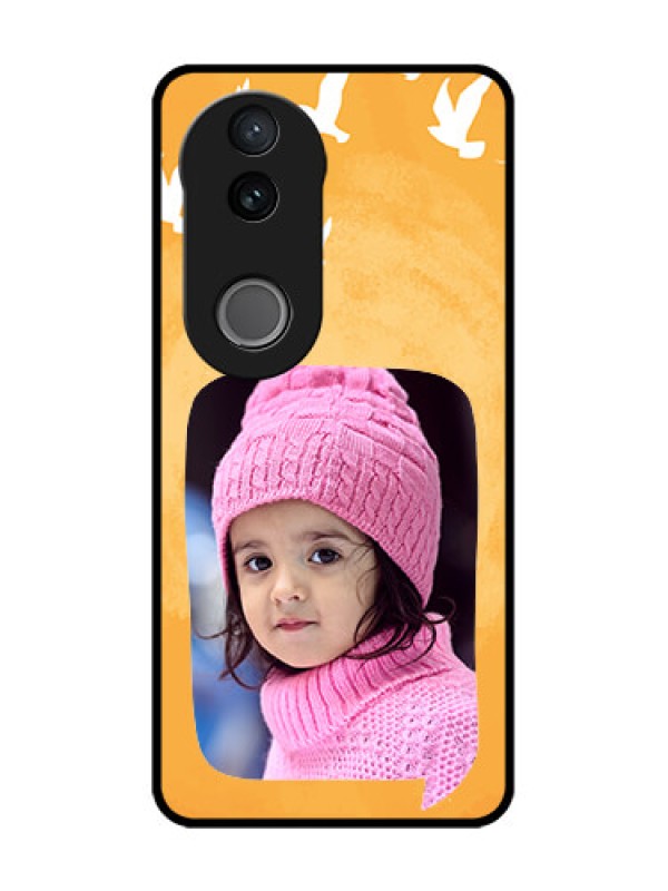 Custom Vivo T4R Custom Metal Phone Case - Water Color Design With Bird Icons