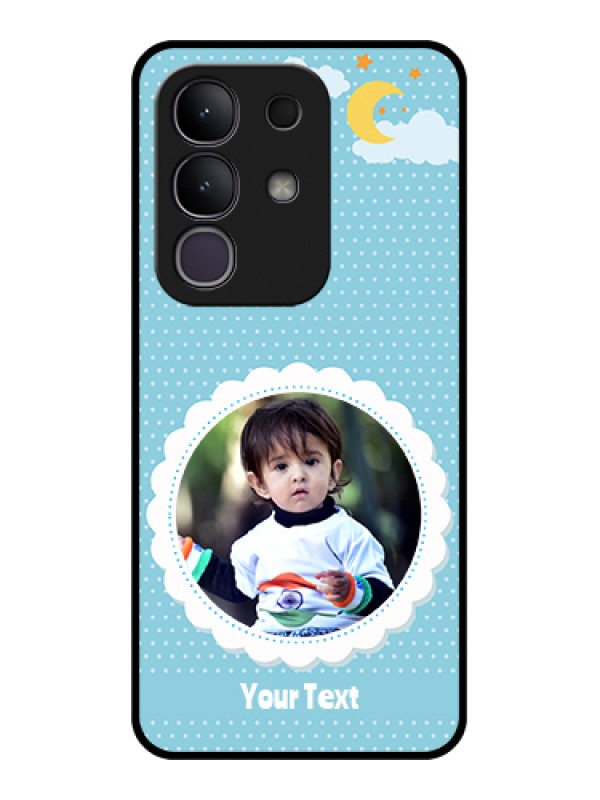 Custom Vivo T4x 5G Custom Metal Phone CaseCurved Line Art With Blue And White Design