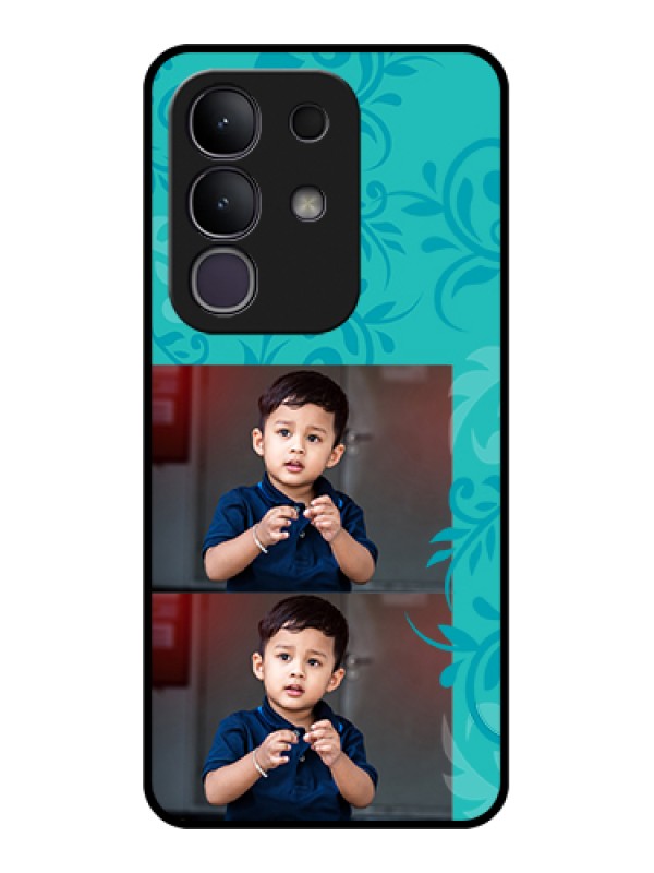 Custom Vivo T4x 5G Custom Metal Phone Case - With Photo And Green Floral Design