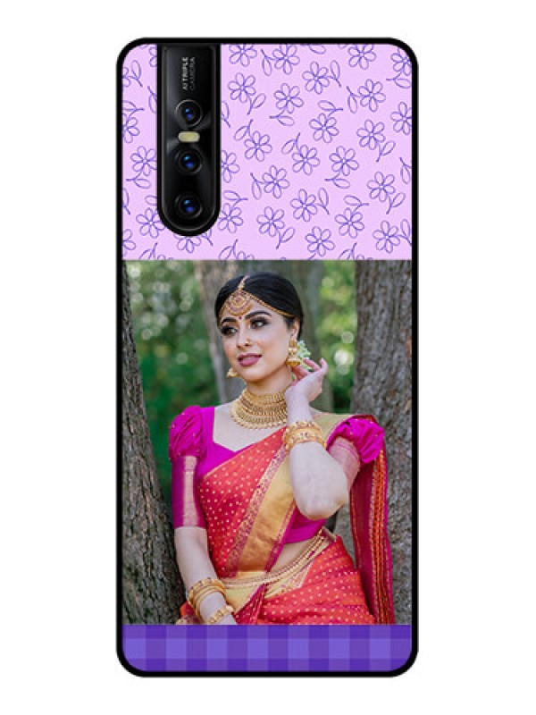 Custom Vivo V15 Pro Custom Metal Phone CasePurple Floral Design