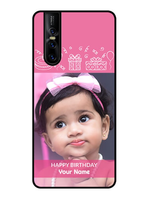 Custom Vivo V15 Pro Custom Metal Phone CaseWith Birthday Line Art Design