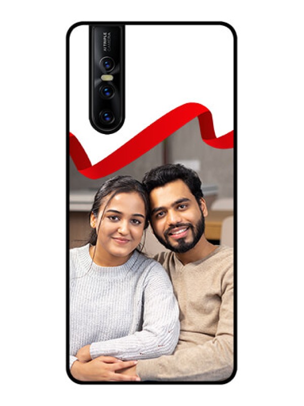 Custom Vivo V15 Pro Custom Metal Phone CaseRed Ribbon Frame Design