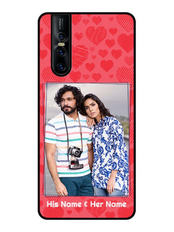 Custom Vivo V15 Pro Custom Metal Phone CaseWith Red Heart Symbols Design