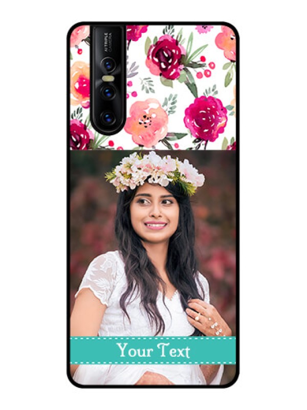 Custom Vivo V15 Pro Custom Metal Phone CaseWater Colors Floral Design