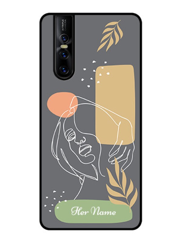 Custom Vivo V15 Pro Custom Metal Phone CaseGazing Woman Line Art Design