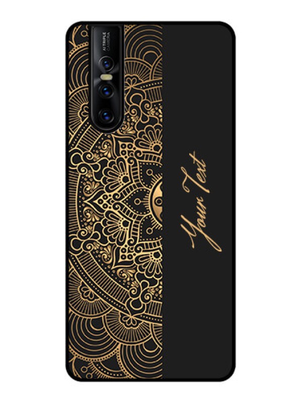 Custom Vivo V15 Pro Custom Metal Phone CaseMandala Art With Custom Text Design