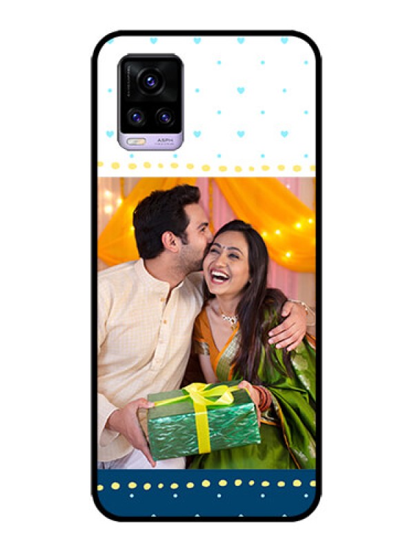 Custom Vivo V20 Custom Metal Phone CaseWhite And Blue Abstract Design