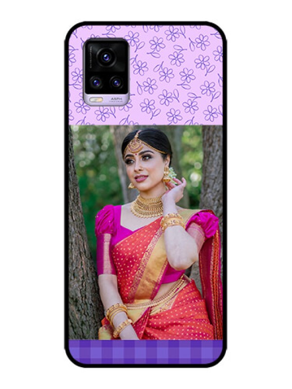 Custom Vivo V20 Custom Metal Phone CasePurple Floral Design