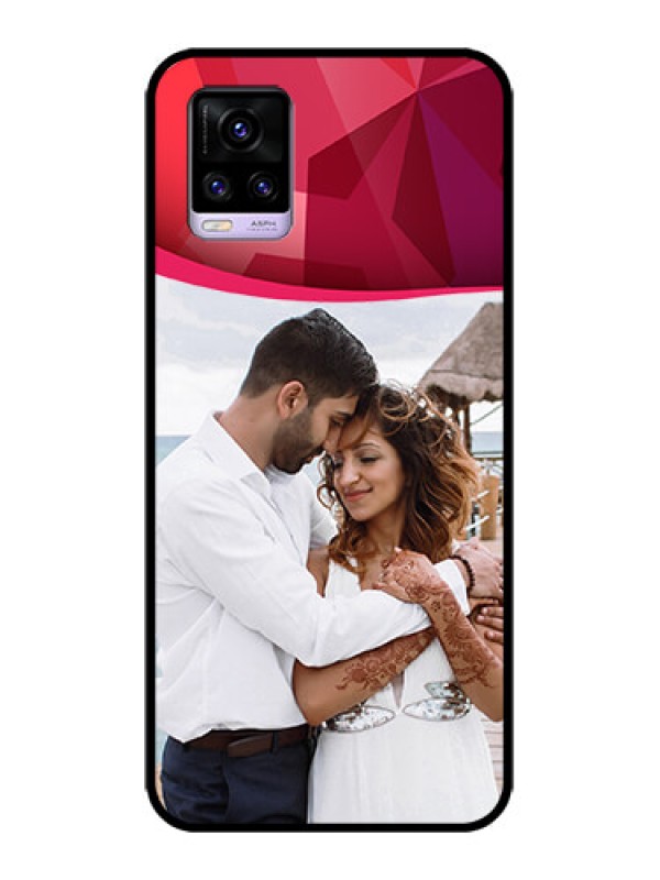 Custom Vivo V20 Custom Metal Phone CaseRed Abstract Design