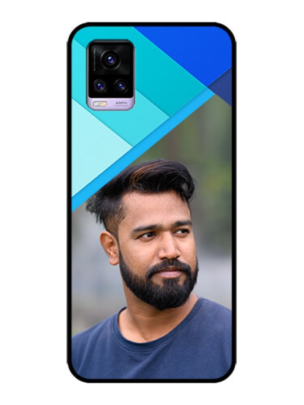 Custom Vivo V20 Custom Metal Phone CaseBlue Pattern Design