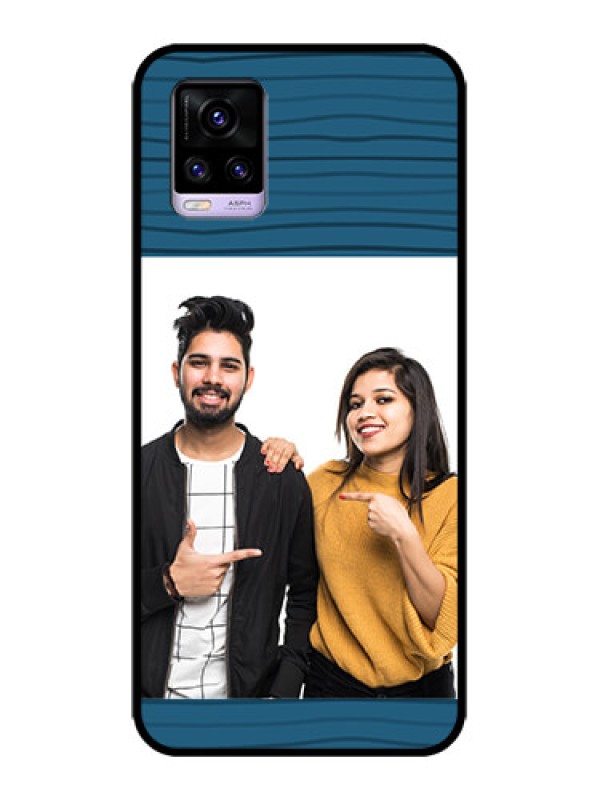 Custom Vivo V20 Custom Metal Phone CaseBlue Pattern Cover Design